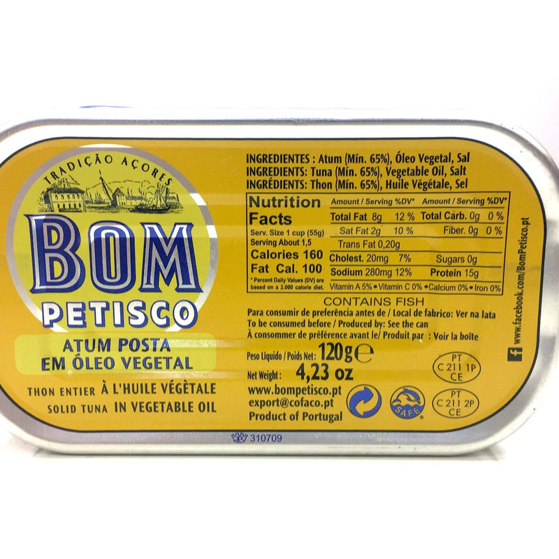 Tuna in Olive Oil or Vegetable Oil by Bom Petisco - Shopportuguese.com