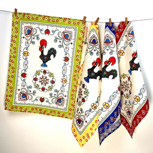 Barcelos Rooster Kitchen Towels (White w/ Colored Border) - Shopportuguese.com